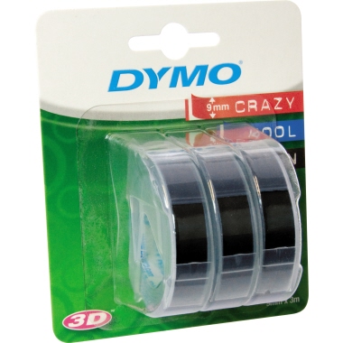 DYMO® Prägeband Junior, Omega®, 1540, 1575 9 mm x 3 m (B x L) Kunststoff schwarz 3 St./Pack., Verwendung für
