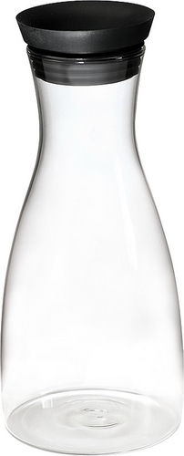 Glas-Karaffe Ø 9,5 cm, H: 29 cm mit Edelstahl- / Silikondeckel 1 Liter spülmaschinengeeignet zerbrechlich