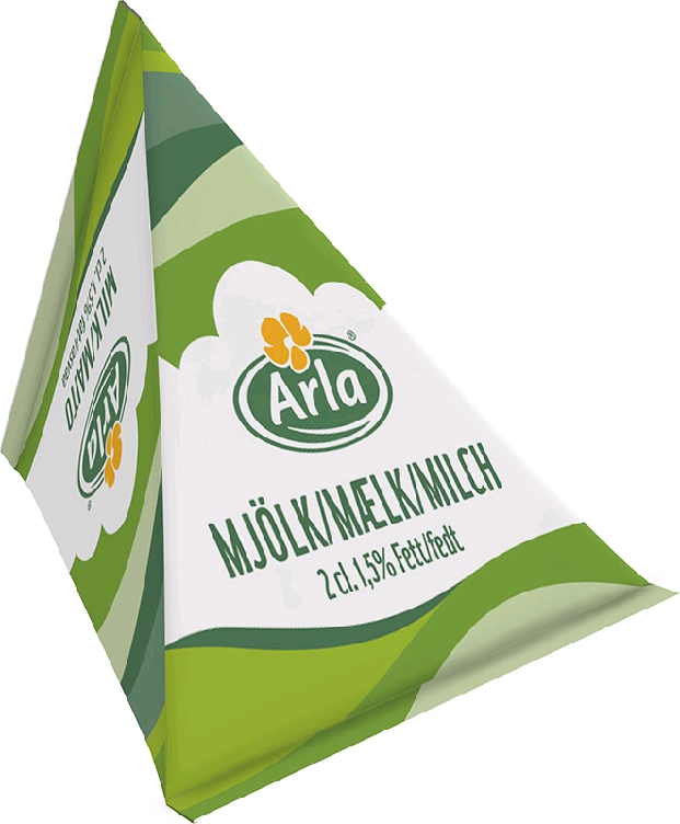 Arla H-Milch mit 1,5% Fett, Inhalt: 100 Stück à 20 ml im Dispenserkarton.