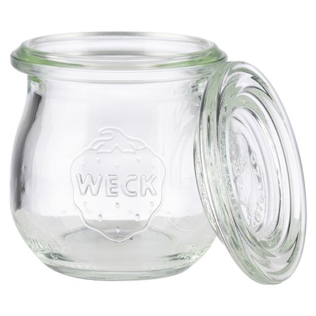 APS Weck-Glas mit Deckel, 12er Set, Ø 5,5 cm, H: 6 cm, Mini-Tulpenform 75 ml, Set bestehend aus: 12 Gläser + 12 Deckel