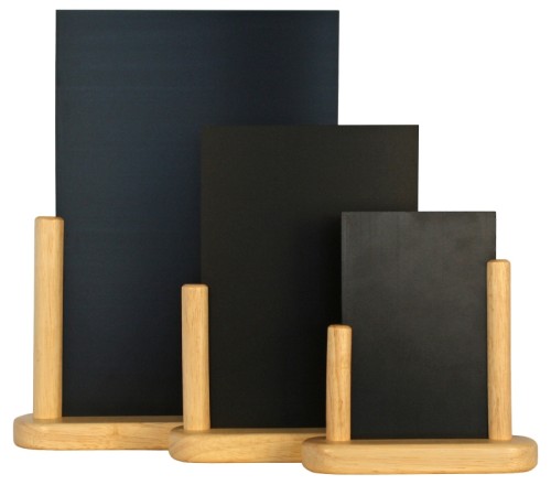 Zusätzlich 3 lose Einschubtafeln  30 x 21 cm zu Tischtafeln aus schwarzem PVC Kunststoff, einzuschieben in Rahmen aus dreifach