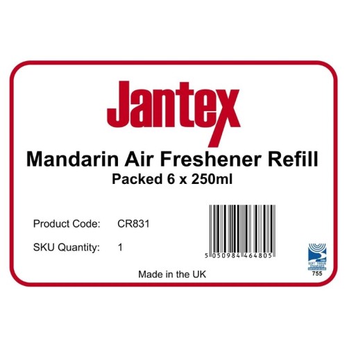 6 Stück Jantex Aircare Lufterfrischer "Mandarin" Nachfüllung . Nachfüllung für den Jantex-Aircare-Spender CR830. Sehr