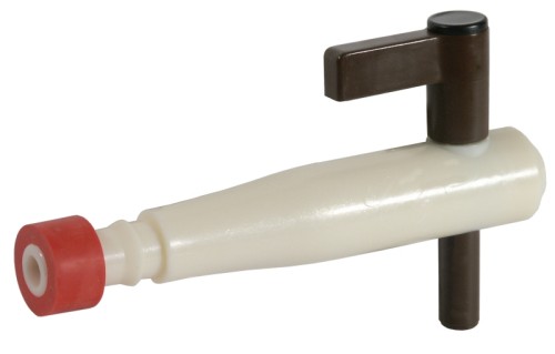 Zapfhahn rotes Küken Anschlaghahn aus Kunststoff mit Sicherheits-Fass-Anstich-System Länge: 18 cm, Durchmesser maximal: 3 cm