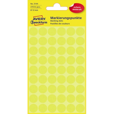 Avery Zweckform Markierungspunkt 12mm Papier gelb 270 Etik./Pack.