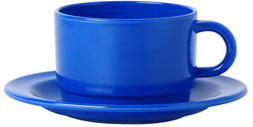 WACA Kaffeeuntertasse COLORA in blau, aus Melamin. Durchmesser: 14 cm.