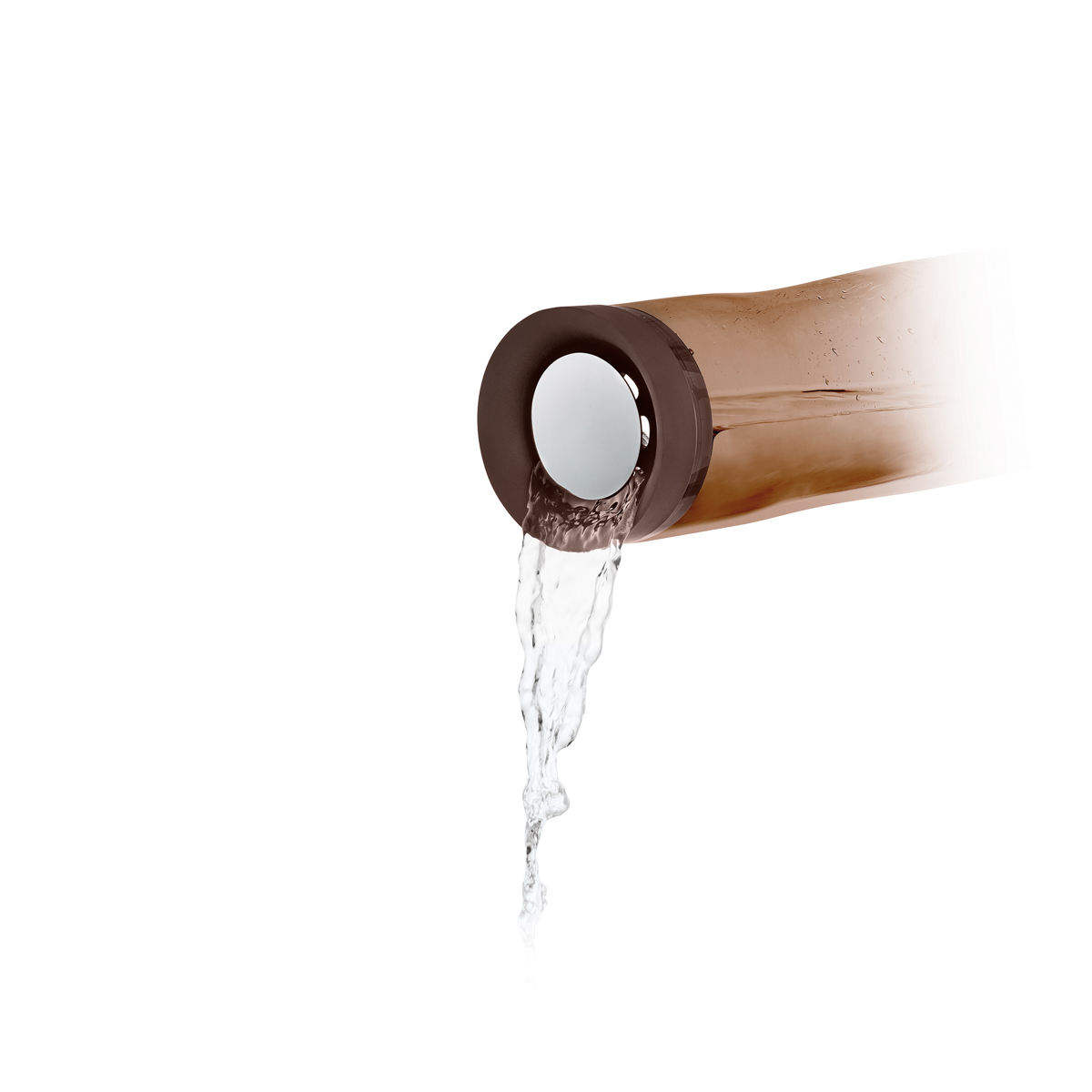 Wasserkaraffe -SPLASH- Coffee 1000 ml, Ø 9 cm. Material: Edelstahl poliert, Silikon, Glas farbig. Von Blomus.
