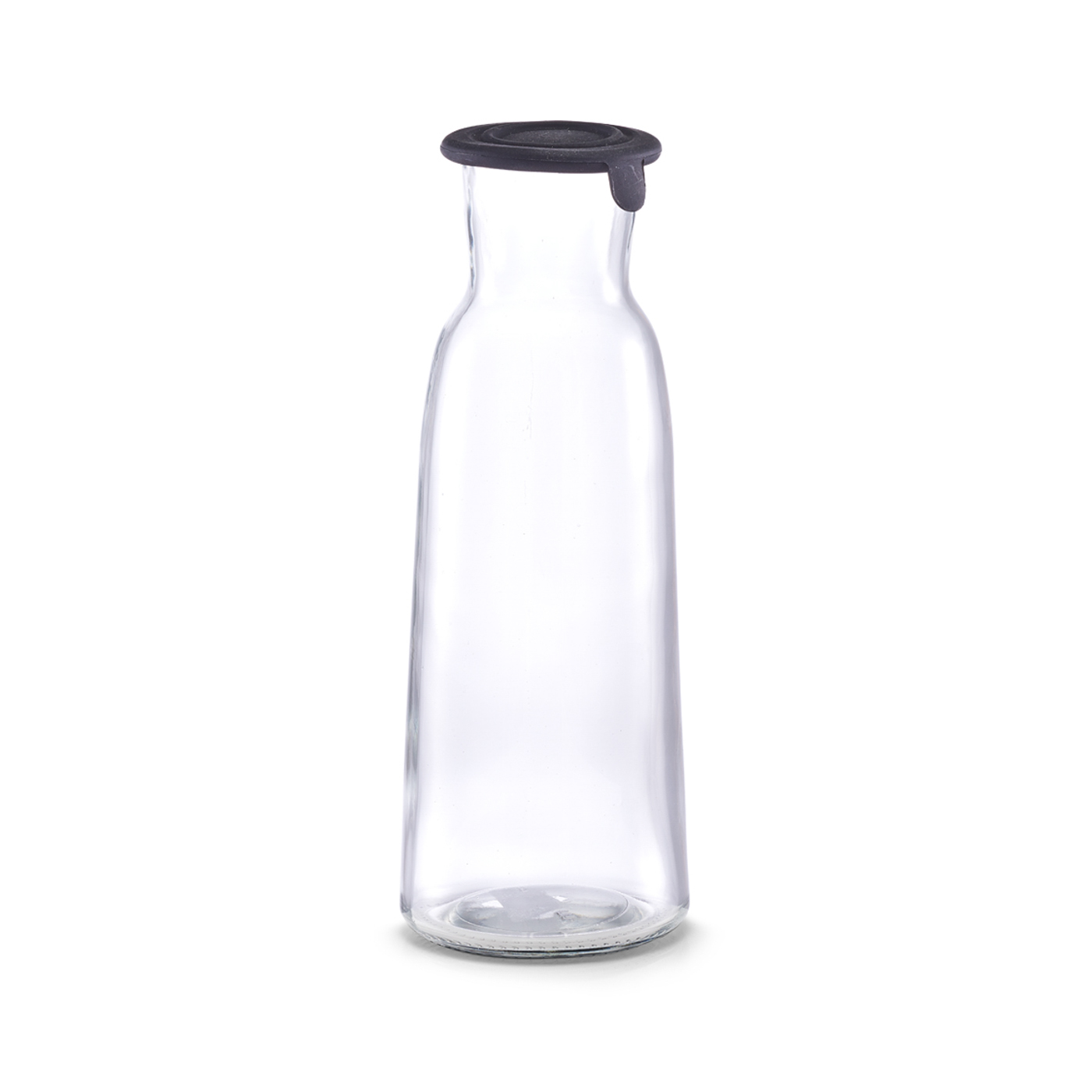 Glasflasche LITT, mit schwarzem Silikondeckel, Inhalt: 1 Liter, Durchmesser: 9,4 cm, Höhe: 25,7 cm
