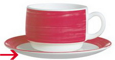Kaffeeuntertasse 14 cm aus Opalglas Form Brush - Red / Rot von Arcoroc