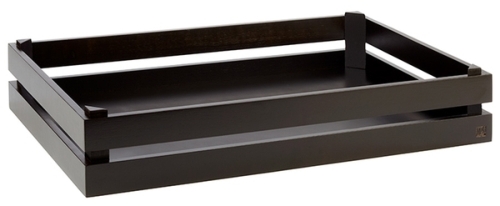 Holzbox -SUPERBOX- 55,5 x 35 cm, H: 10,5 cm Akazienholz, schwarz passend zu GN 1/1 nicht spülmaschinengeeignet stapelbar