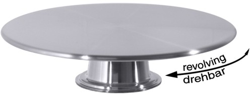 Drehbare Tortenplatte aus Edelstahl 18/10, seidenmatt poliert  Durchmesser: 32 cm, Höhe: 7,5 cm [Hierzu passende Tortenhaube 650,