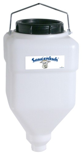 Ersatz-Nachfüllbehälter zu Dispensersystem Saucenkuh® auch bekannt als Euterspender, aus Polypropylen, am Bügel