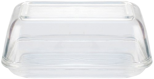 BUTTERDOSE mit Deckel klar aus Hartglas Länge 170 mm - Breite 105 mm - Höhe 74 mm