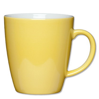 Henkelbecher Inhalt: 0,35 ltr., Höhe: 9,6 cm, Farbe: light yellow / hellgelb, Form: Eschenbach Coffeeshop Color.