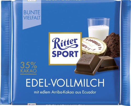 Ritter Sport Edel-Vollmilch Schokolade 35 % Kakao 100G