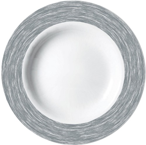 Suppenteller 22,5 cm aus Opalglas Form BRUSH - Grey / Grau von Arcoroc
