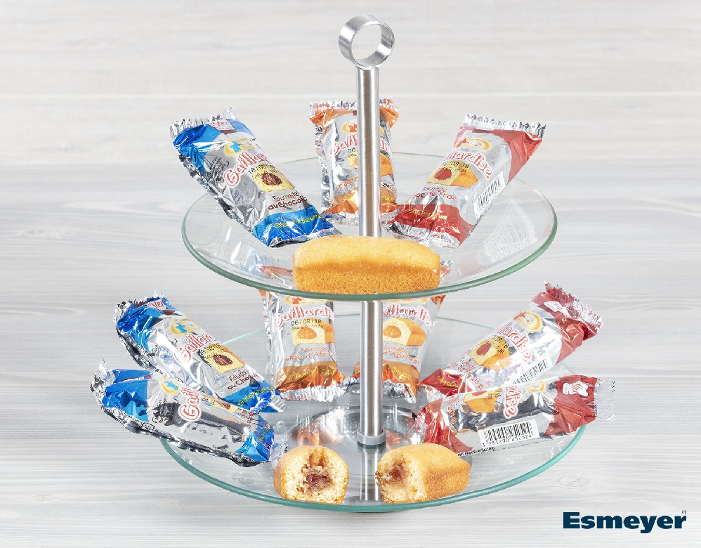 Französischer Mini-Butterkuchen Schoko "LeSter", 130 Stück, jedes Miniküchlein hygienisch einzeln verpackt, je 30g. Mit süßer Schokocremefüllung.