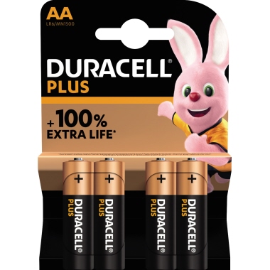 DURACELL Batterie Plus AA/Mignon LR6 Alkaline 1,5V 4 St./Pack.