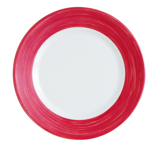 Speiseteller 23,5 cm aus Opalglas Form Brush - Red / Rot Arcoroc
