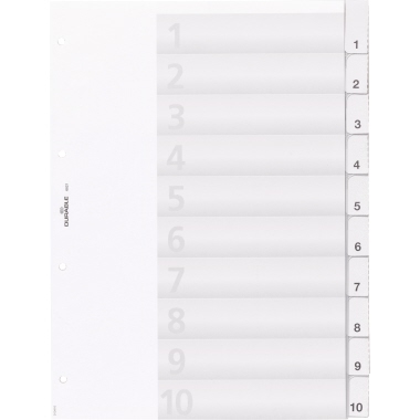 DURABLE Ordnerregister DIN A4 blanko Hartfolie transparent 10 Registerblätter