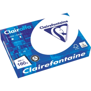 Clairefontaine Kopierpapier Clairalfa DIN A4 160g/m weiß 250 Bl./Pack.