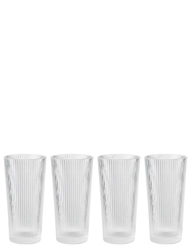 Pilastro Longdrink Gläser 0.3 l. 4 St clear - Maße: 7,6 x 7,6 x 15,5 cm - von Stelton