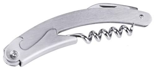 Kellnermesser aus massivem Edelstahl 18/0, ergonomisch gebogene Form, mit Korkenzieher, Messer und Kapselheber Länge: 11 cm