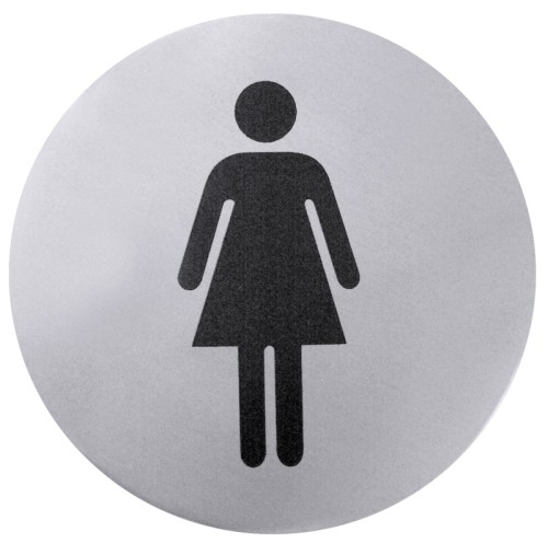 Toiletten-Türsymbol aus Edelstahl mit Symbol Dame, selbstklebend
