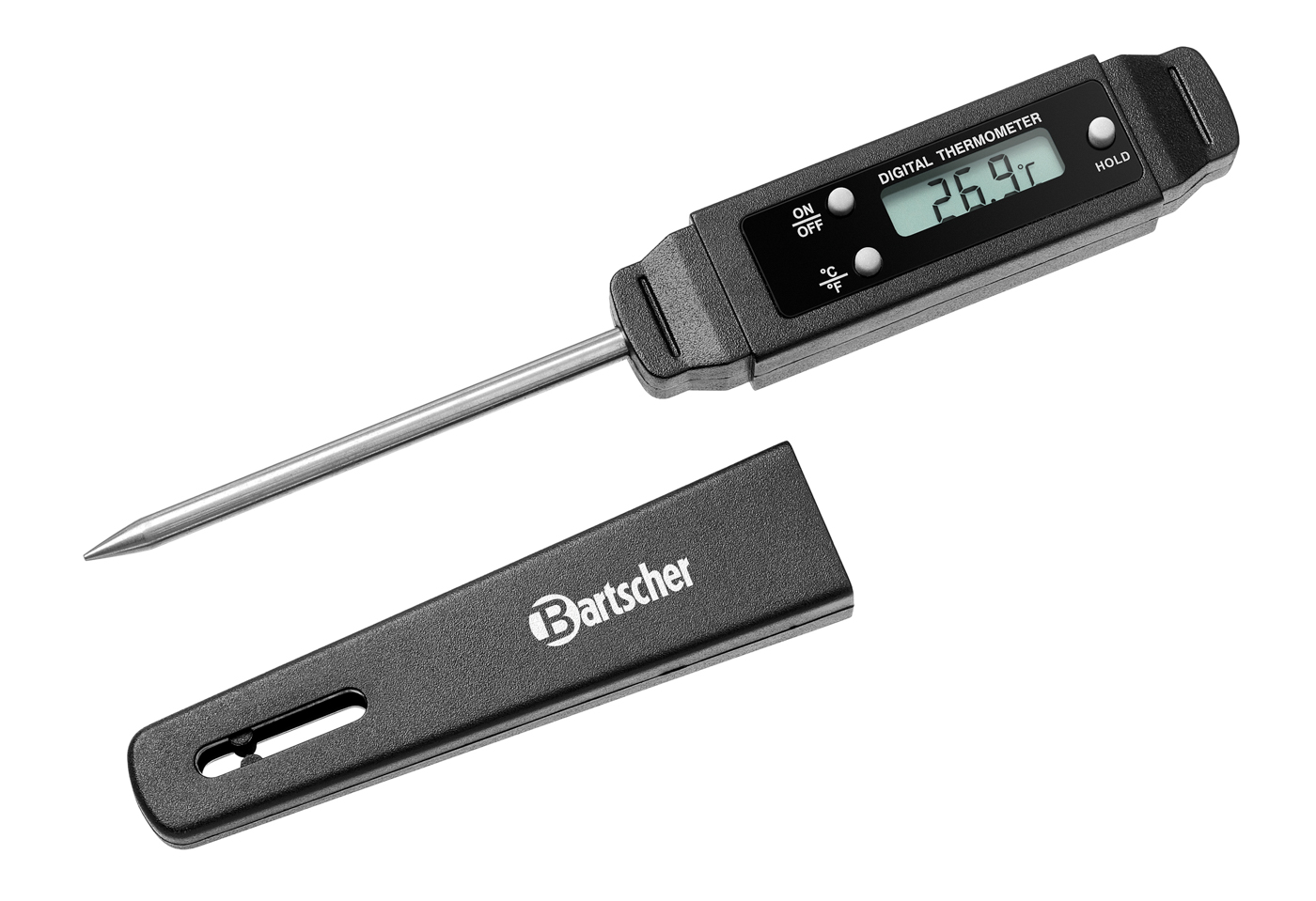 Bartscher Thermometer D1500 KTP | Durchmesser Temperaturfühler: 4 mm | Maße: 15,1 x 1,5 x 20 cm. Gewicht: 0,025 kg