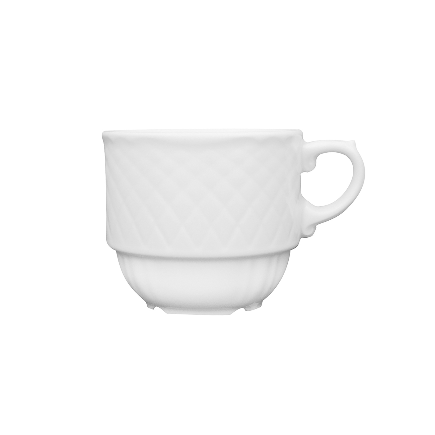 Kaffee-Obertasse - hohe Form - Inhalt 0,20 ltr -, Form LA REINE - uni weiß - stapelbar, ohne Untertasse