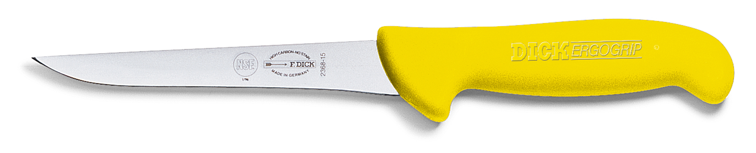 Dick Ausbeinmesser 15 cm, schmal mit steifer Klinge und gelbem Griff, Serie "Ergogrip"