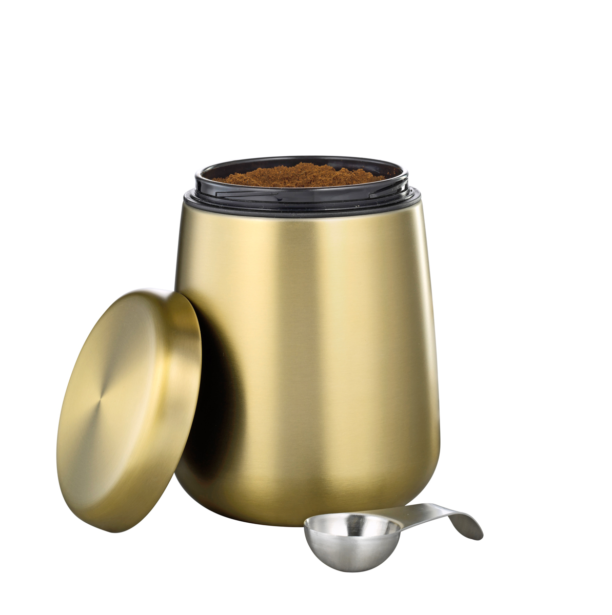 Vorratsdose AVIGNON, aus Edelstahl 18/10, champagnerfarben lackiert, Maße: Höhe ca. 16,5cm, Durchmesser ca. 11,5 cm.