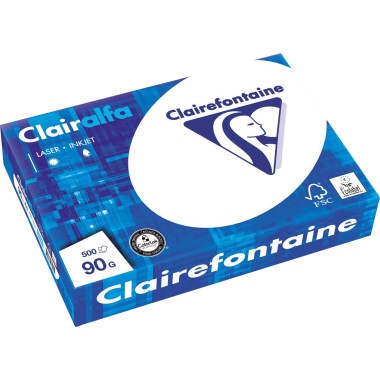 Clairefontaine Kopierpapier Clairalfa DIN A4 90g/m weiß 500 Bl./Pack.
