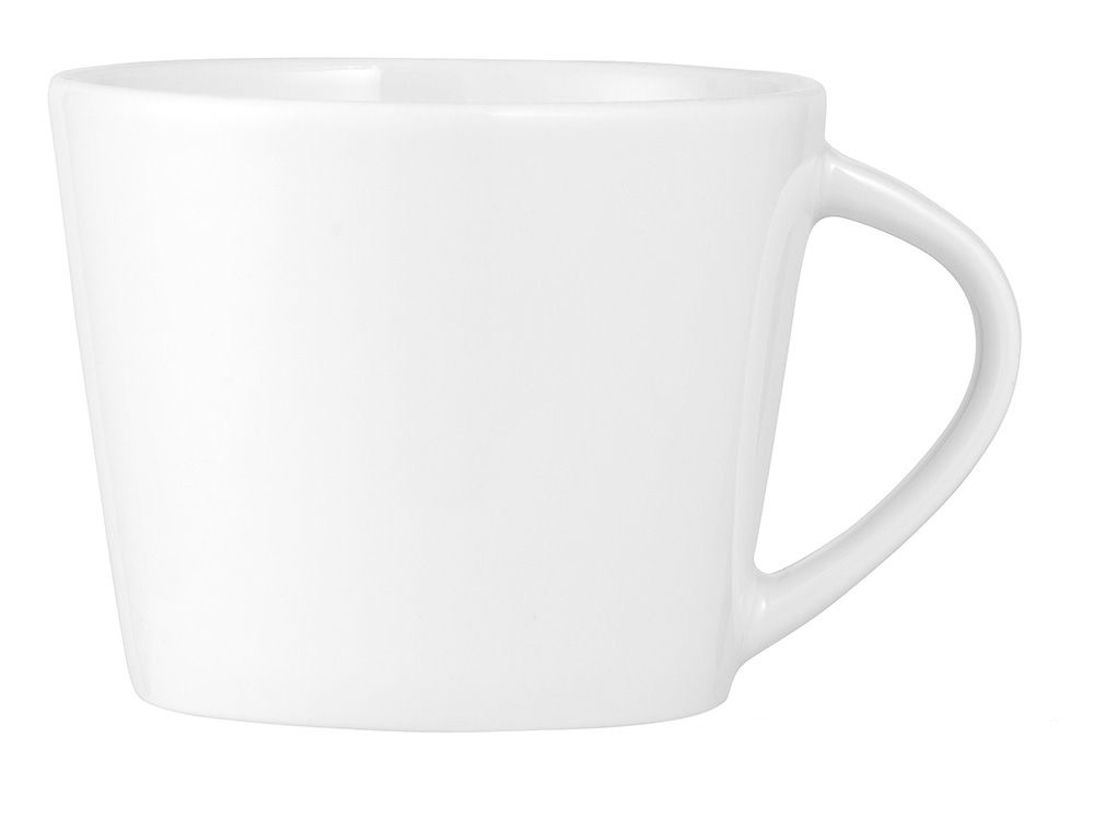 Kaffee-Obertasse ISTA, 180 ml, von caterado, aus weißem Porzellan. Made in Europe. Höhe 6,5 cm. Durchm. 8 cm (m. Henkel 9,8).
