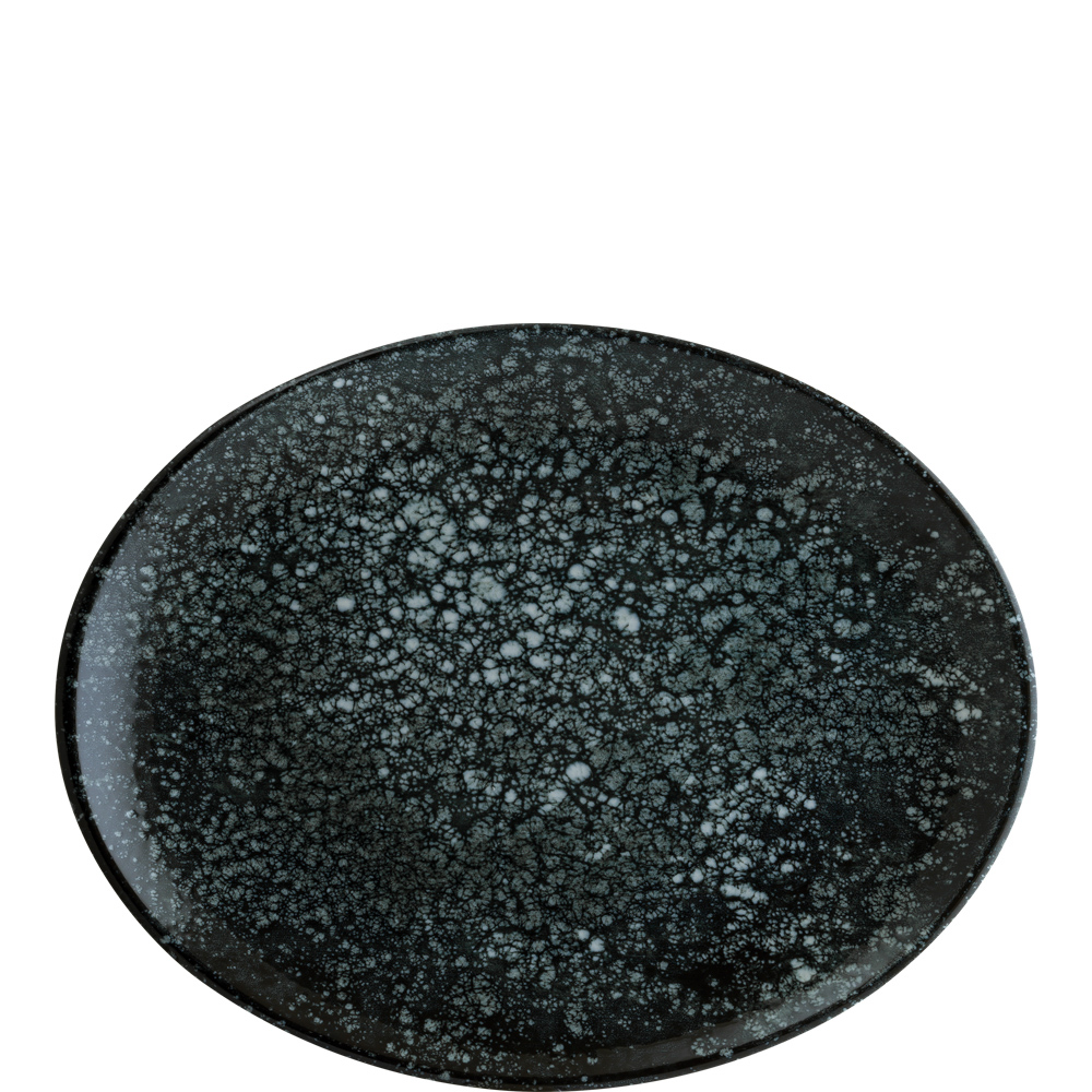 Bonna Cosmos Black Moove Platte oval 31x24cm, Envisio Digitaldruck, schwarz, Porzellan