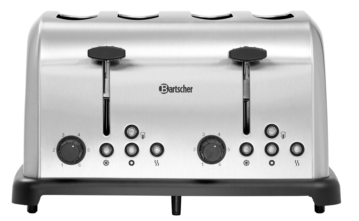 Bartscher Toaster TBRB40 | Kontrollleuchte: Auftauen ,Aufwärmen ,Bagel toasten ,Toasten | Maße: 32,5 x 28 x 170 cm. Gewicht: 2,3 kg