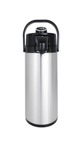 SARO Edelstahl Isolierpumpkanne (Innen Glas) - Gewicht: 2,1 kg - Inhalt: 2,2 Liter