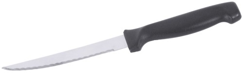 Steak-/Pizzamesser aus Edelstahl 18/0, mit Griff aus schwarzem ABS-Kunststoff, mit extrascharfer, feingezahnter Klinge Länge: 22 cm