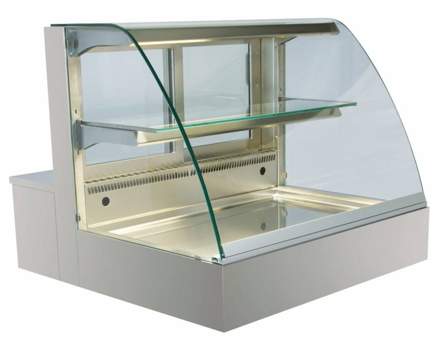 Aufsatzkühlvitrine APV-2 steckerfertig, Basisimodell mit rundem Glasaugbau, Breite 800mm, Tikefe 810mm, Höhe 655mm,