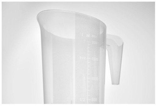 Hendi Messbecher aus Polypropylen, Inhalt: 1 Liter, stapelbar, mit Griff, Länge: 12,4 cm, Breite; 12,4 cm, Höhe: 17 cm