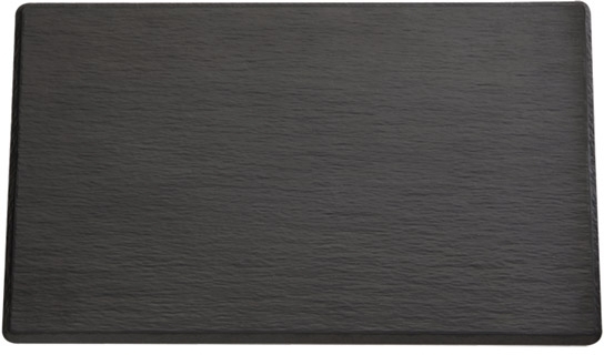 GN 1/2 Tablett -SLATE- 32,5 x 26,5 cm, H: 1 cm Melamin, schwarz, Schieferlook mit Antirutsch-Füßchen spülmaschinengeeignet