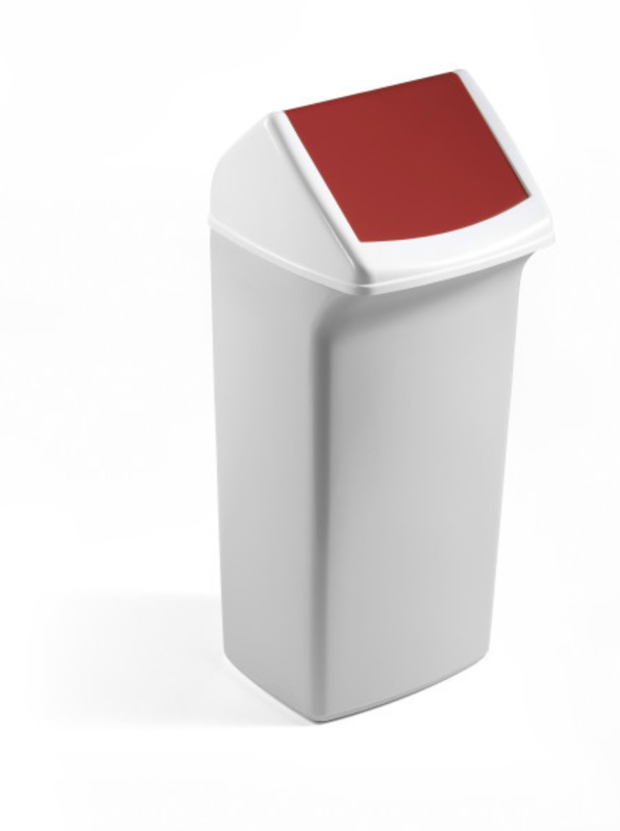 Durable Abfallbehälter mit Schwingdeckel in rot. Kapazität: 40 L Maße: 330 x 760 x 360 mm (B x H x T)