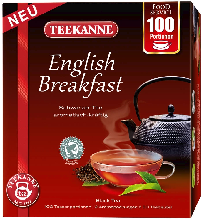 Teekanne Englisch Breakfast - aromatisch, kräftig Glasportionen ohne Einzelumhüllung Inhalt: 100 Beutel