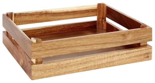 Holzbox -SUPERBOX- 35 x 29 cm, H: 10,5 cm Akazienholz passend zu GN 1/2 nicht spülmaschinengeeignet stapelbar Farbe: Braun