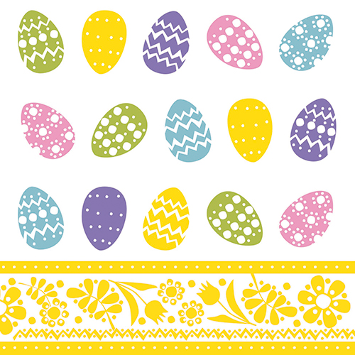 100 Servietten, 3-lagig 1/4-Falz 33 cm x 33 cm "Coloured Eggs" von PAPSTAR