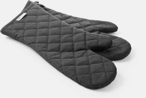 2 Ofenhandschuhe,feuerfest beschichtete Baumwolle, Schutz bis 250°C. Passt ab Damengröße M aufwärts. Extra lang für Unterarm-Schutz: 43 cm.