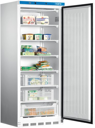 SARO Lagertiefkühlschrank - weiß, Modell HT 600 - Material: (Gehäuse) Stahl einbrennlackiert, weiß; (Innenraum) Kunststoff, weiß - Tür
