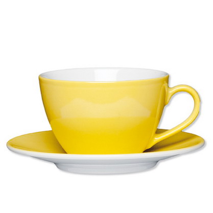 Milchkaffeetasse 0,32 l mit Untertasse 16 cm Farbe: light yellow / hellgelb,