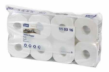 Tork Toilettenpapier PREMIUM 3-lagig mit Honigwabenprägung, hochweiß Inhalt: 8 Rollen à 250 Blatt