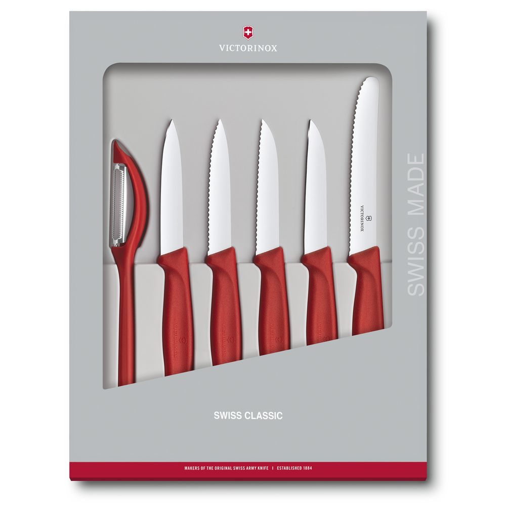 Victorinox Swiss Classic Taschenmesser Gemüsemesser-Set, 6-teilig, rot, Geschenkverpackung