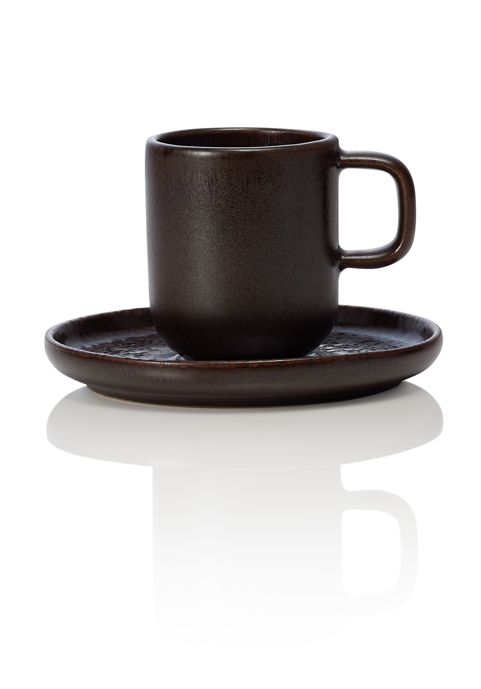 Espresso- und Untertasse ROCKZZERO, 0,09 ltr., Set á 6 Stück, metallic brown, Steinzeug Durchmesser der Untertasse: 11,5 cm, Farbe: